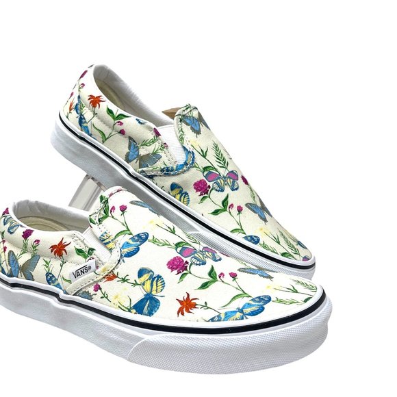 Vans Classic Slip On Buterfly Floral White Canvas Shoes Women's Size VN0A5AO8UC0 - Picture 3 of 11